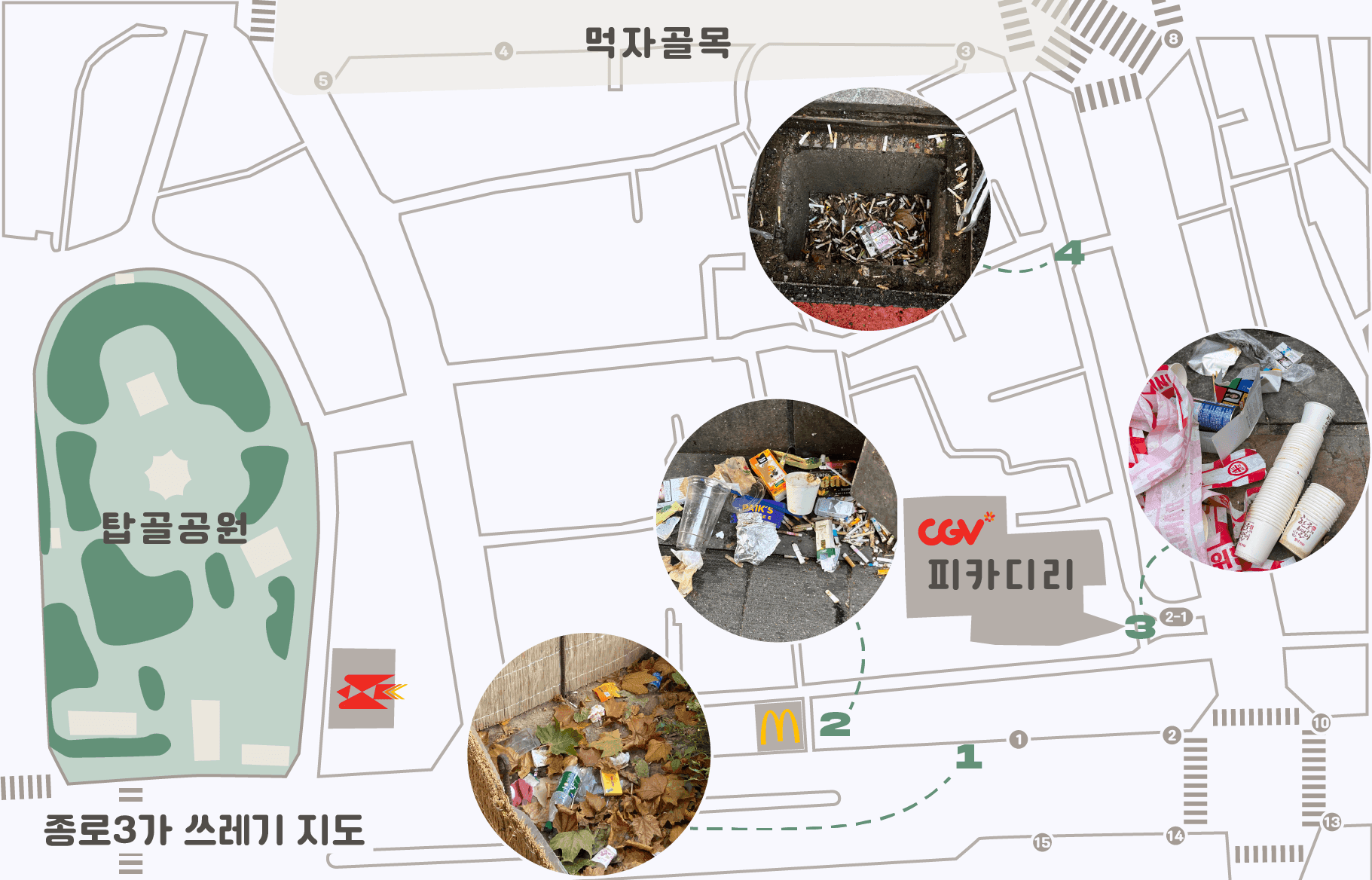 지: 지난 번에 깨끗하게 치웠는데 / 도: 도로 더러워졌네…